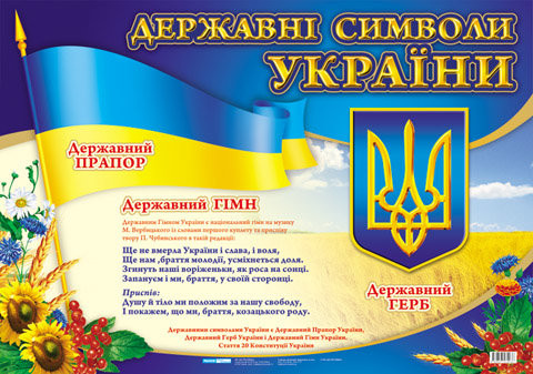 Державні символи України великий (Укр) Плакати в кожний кабінет Ранок 13104028У (9789667534936) (221418)
