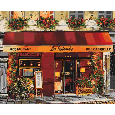 Картина по номерам Міський пейзаж "Яскравий ресторанчик" 40х50 см Ідейка КНО2193 (4823104309277) (447113)