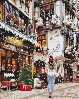 Картина за номерами "Гуляючи новорічними вуличками" 40х50 см Ідейка KHO3582 (4823104324195) (474968)