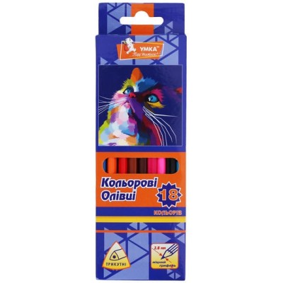 Олівці 18 кольорів, трикутні. Умка ЦК47-21 (4820071013459) (436939)