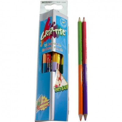 Олівці акварельні 12штук 24 кольори двостороні "Grip-rite". Marco 9121-12СВ (6951572903395) (291799)