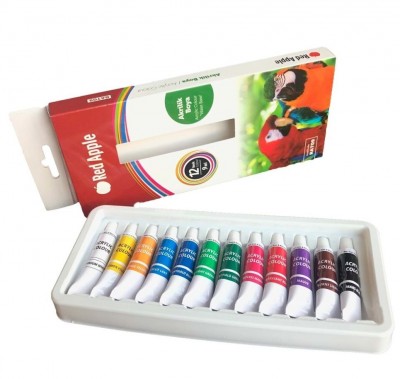 Фарба Акрилова в алюмінієвих тюбиках 12 кольорів по 9 мл. Red Apple (8698954033018) (441456)