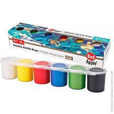 Фарба Акрилова металік по 25 ml 6 кольорів в спайці. Red Apple (8698954013256) (460894)