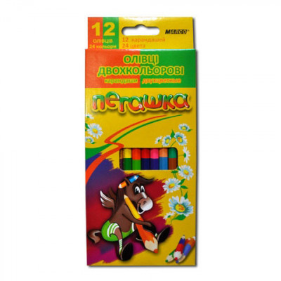 Олівці кольорові. Двосторонні. 24 кольори. 12 олівців. Пегашка (Укр) Marco 1011-12СВ (4820155650068) (277894)