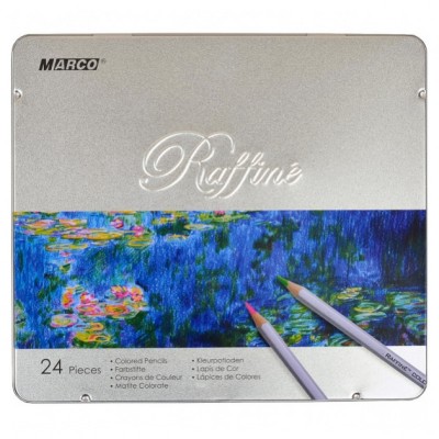 Олівці 24 кольори Raffine, металева коробка. Marco 7100-24TN (6951572901292) (475425)