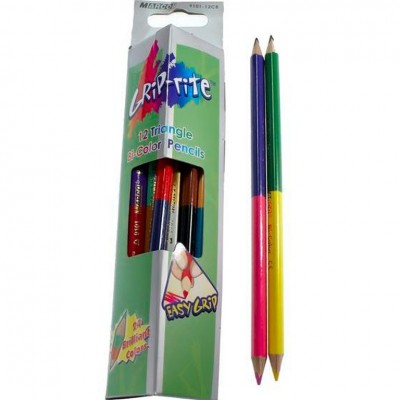 Олівці кольорові 12штук 24 кольори, двостороні "Grip-rite". Marco 9101-12СВ (6951572901285) (279603)