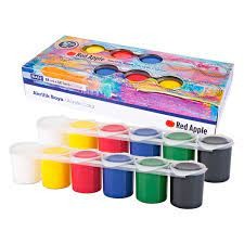 Фарба Акрилова по 25 ml 12 кольорів в спайці. Red Apple (8698954033131) (460893)