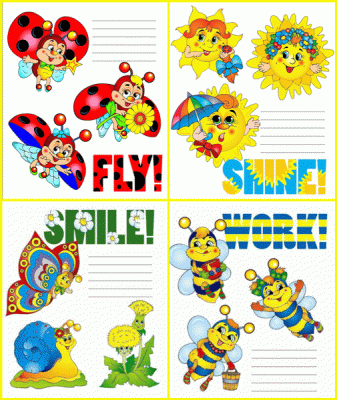 Зошит шкільний на скобі в косу лінію, 12 аркушів, Серія Пчілки-сонечка (25 шт в комплекті) (247416)