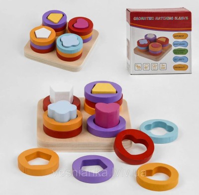 Іграшка розвиваюча. Фігури. Логіка з дерева (Укр) Wooden Toys (6900067494528) (477524)