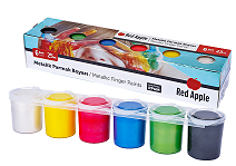 Фарба пальчикова металік 6 кольорів по 25 мл в спайці. Red Apple (8698954027055) (460940)