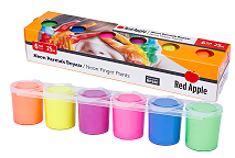 Фарба пальчикова неон 6 кольорів по 25 мл в спайці. Red Apple (8698954027352) (460941)